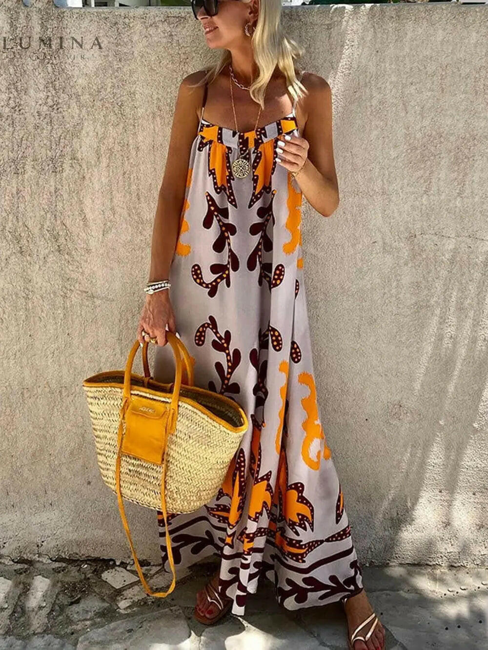 Charlie - Printed Sleeveless Maxi Dress - Lumina Vancouver