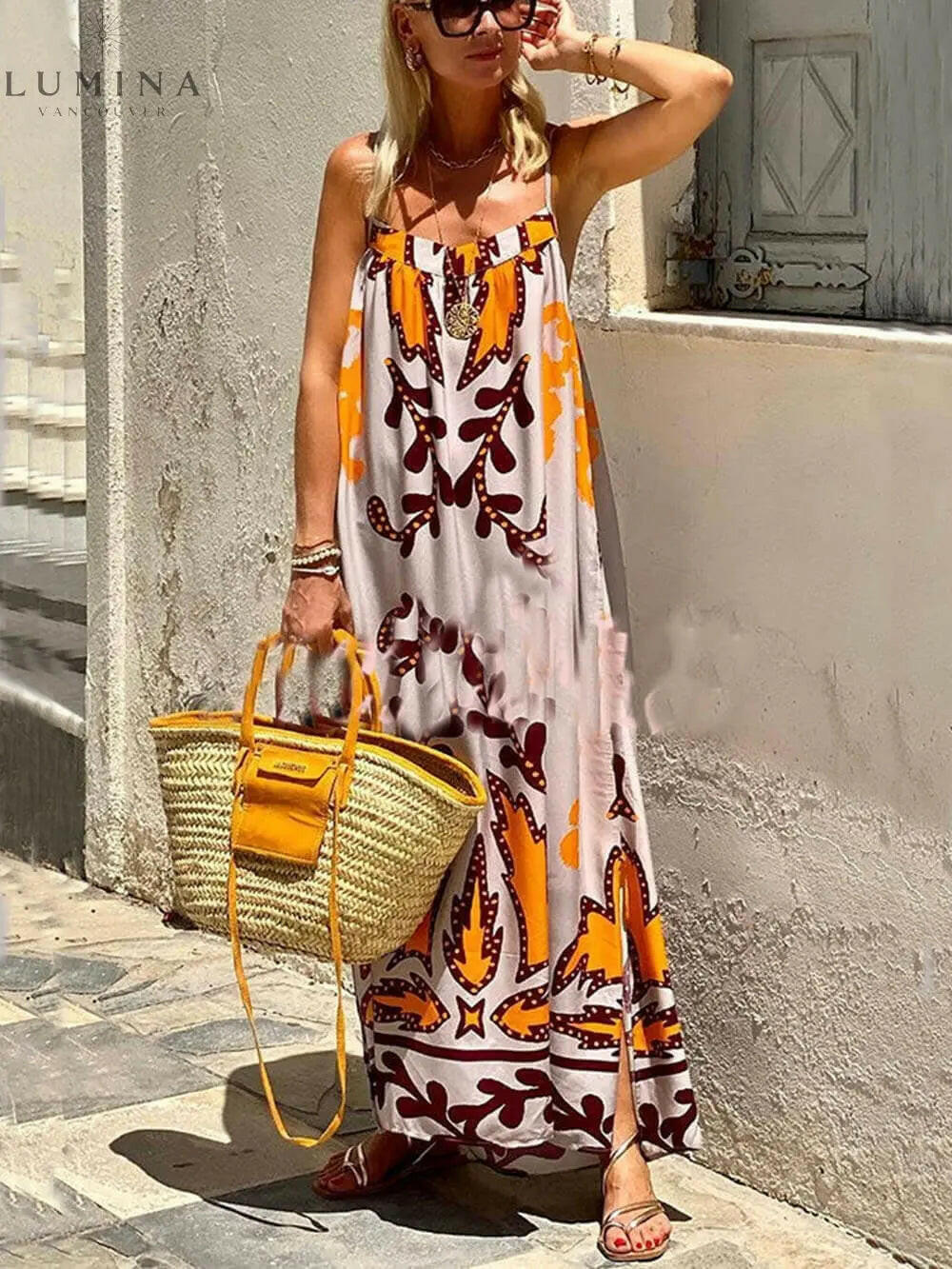 Charlie - Printed Sleeveless Maxi Dress - Lumina Vancouver