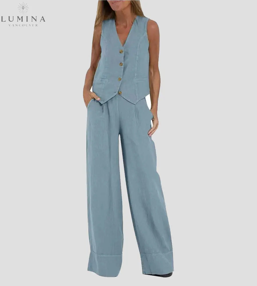 Ella - Vest & Wide Pants Set (Almost sold out) - Lumina Vancouver