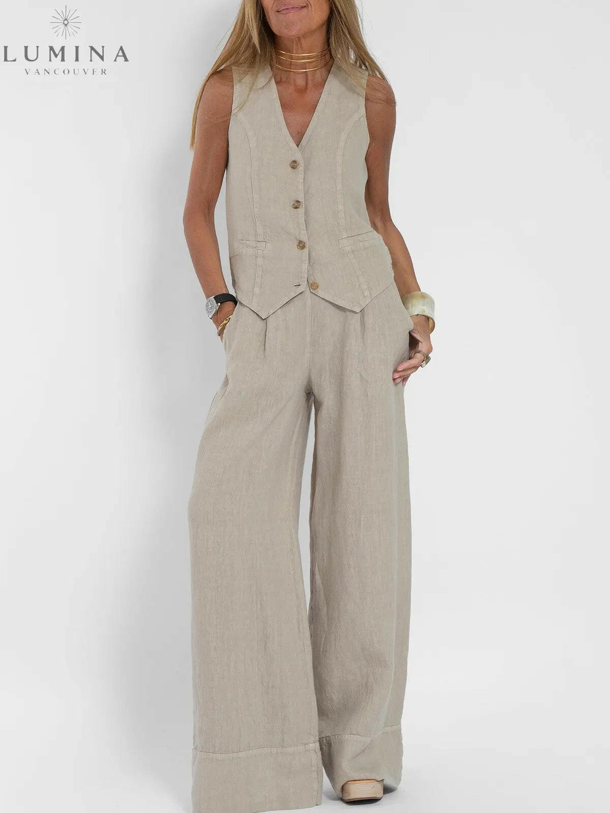 Ella - Vest & Wide Pants Set (Almost sold out) - Lumina Vancouver
