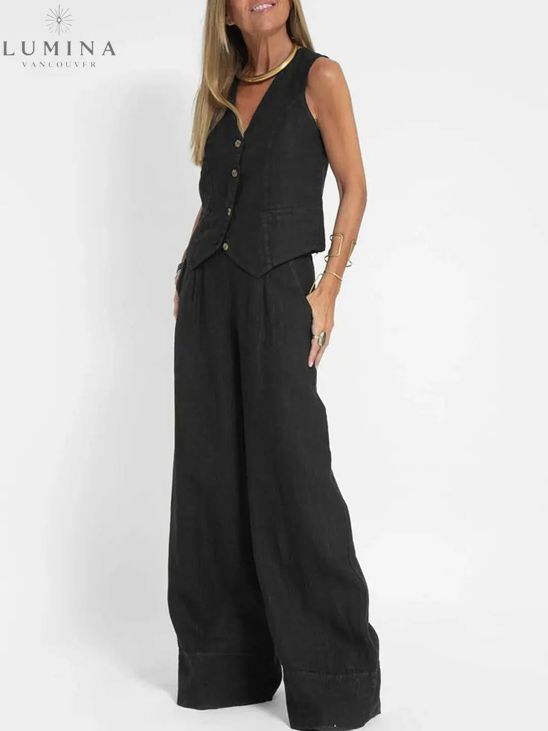 Ella - Vest & Wide Pants Set (Almost sold out) - Lumina Vancouver