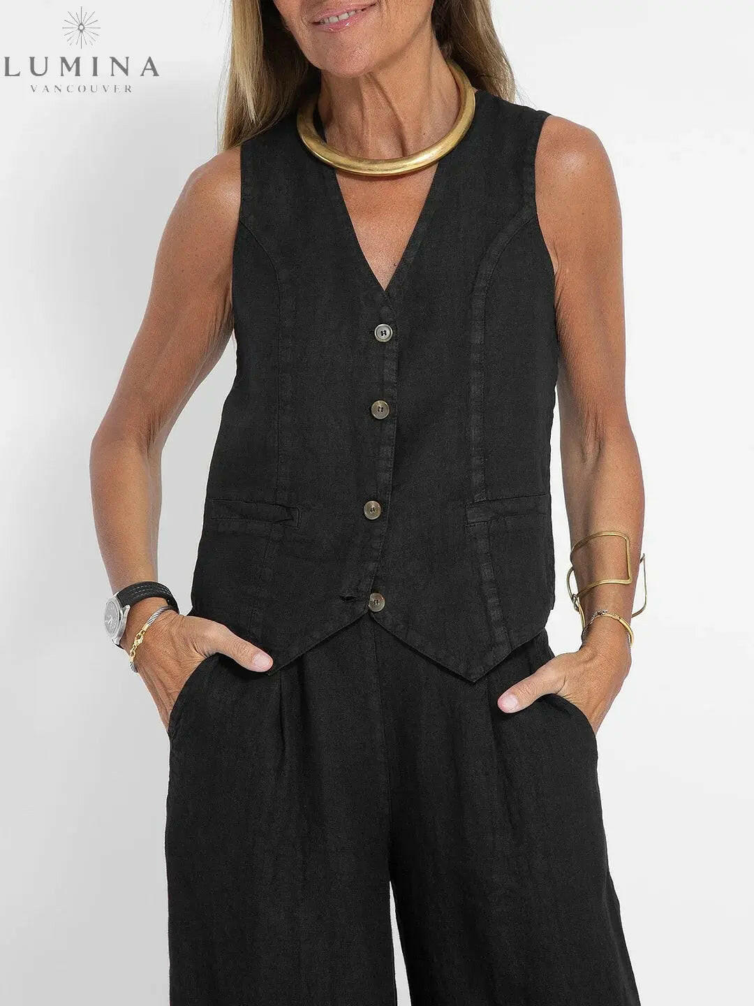 Ella - Vest & Wide Pants Set (Almost sold out) - Lumina Vancouver