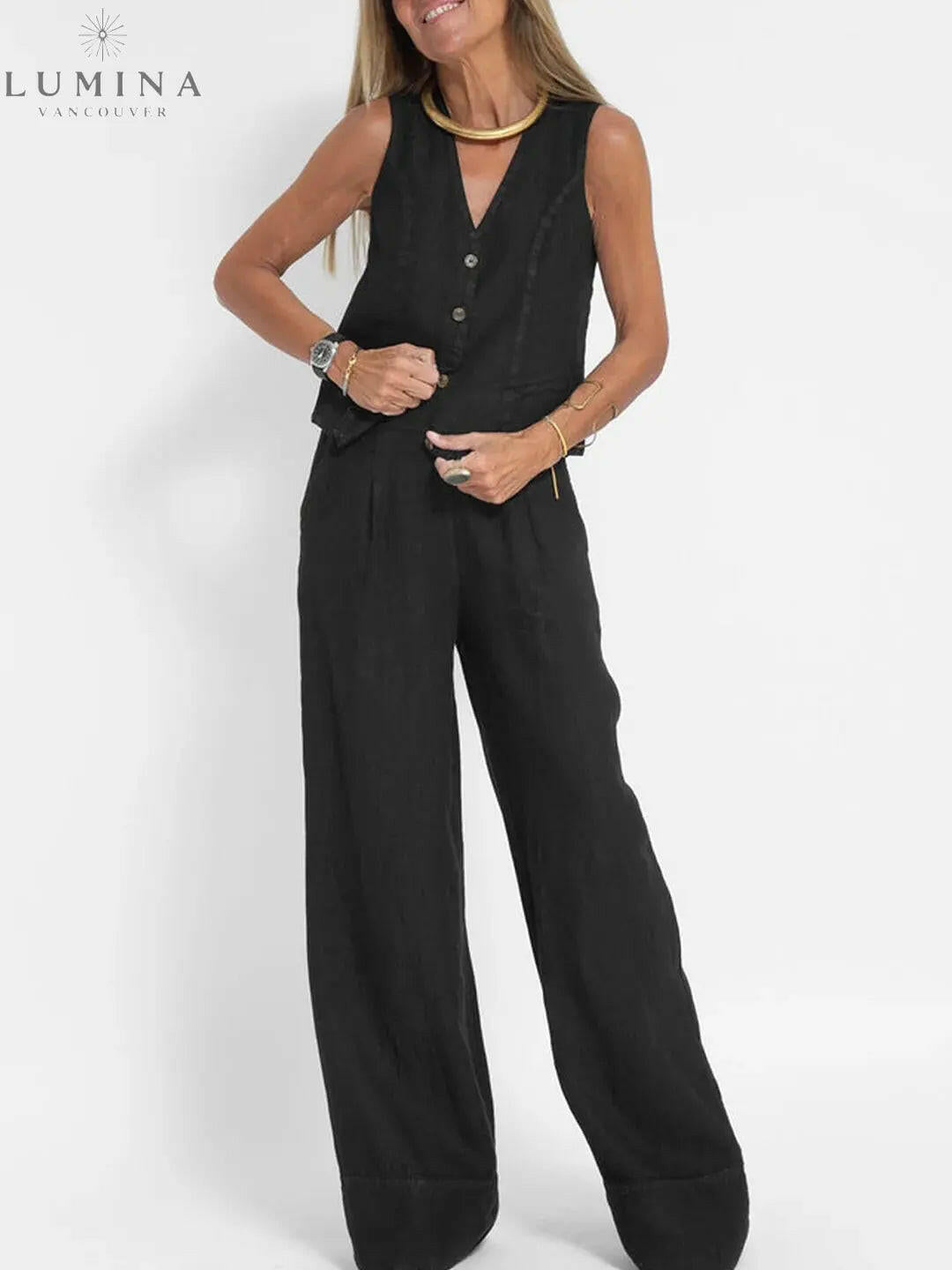 Ella - Vest & Wide Pants Set (Almost sold out) - Lumina Vancouver