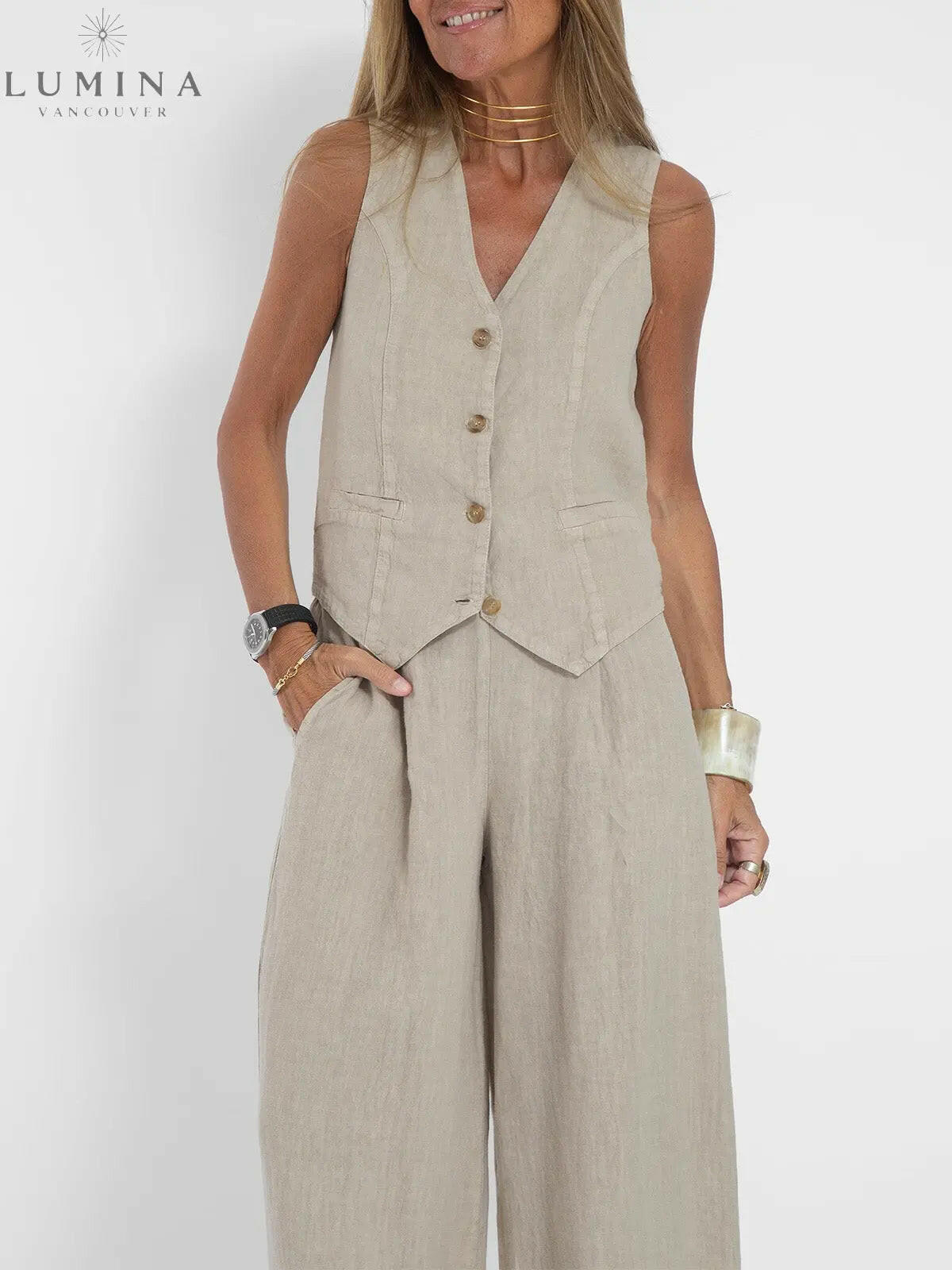 Ella - Vest & Wide Pants Set (Almost sold out) - Lumina Vancouver