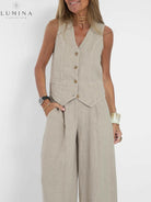 Ella - Vest & Wide Pants Set (Almost sold out) - Lumina Vancouver