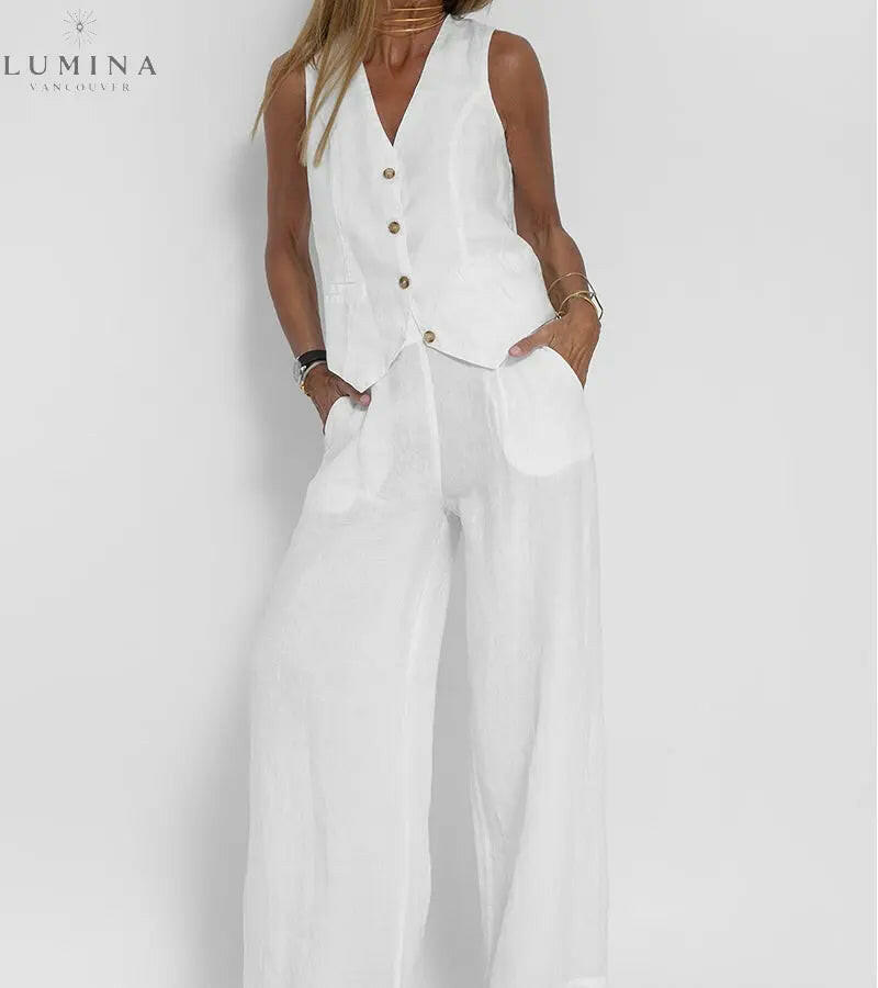 Ella - Vest & Wide Pants Set (Almost sold out) - Lumina Vancouver