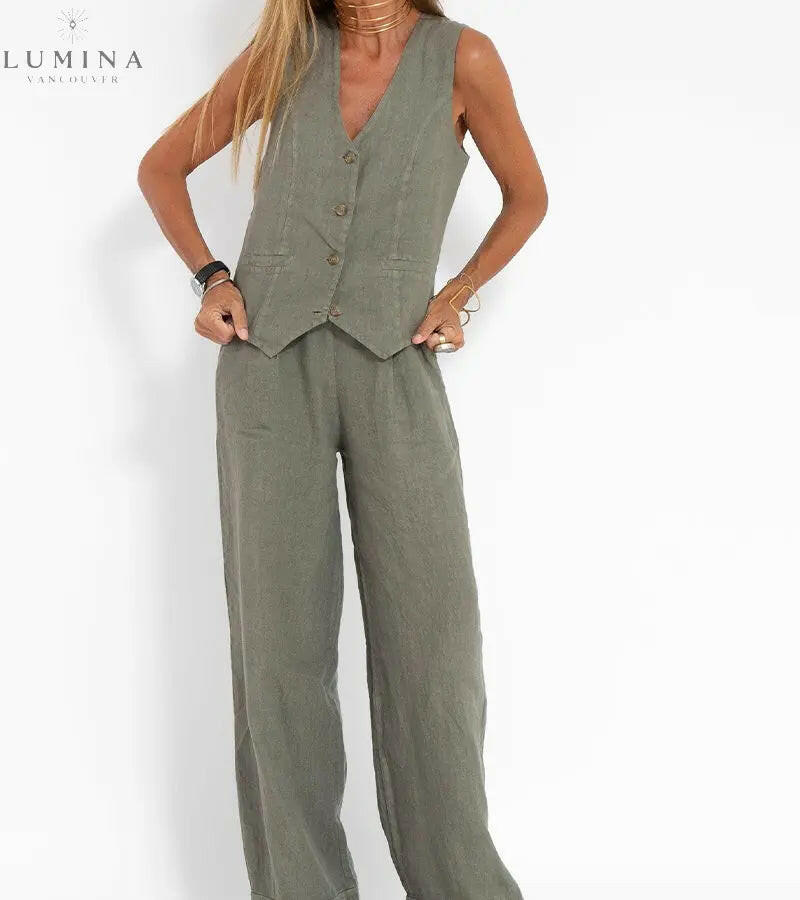 Ella - Vest & Wide Pants Set (Almost sold out) - Lumina Vancouver