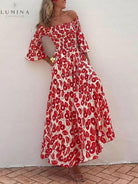 Elowen - Floral Print Smocked Off Shoulder Pocketed Maxi Dress - Lumina Vancouver