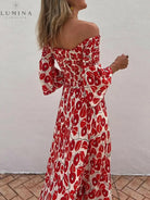 Elowen - Floral Print Smocked Off Shoulder Pocketed Maxi Dress - Lumina Vancouver