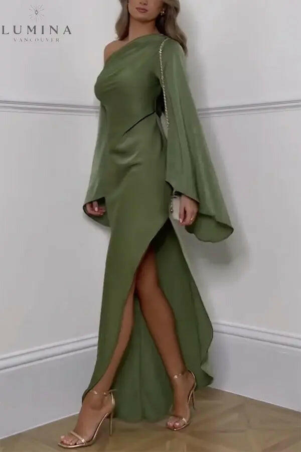 Enya - One-Shoulder Bell Sleeves Maxi Dress Lumina Vancouver