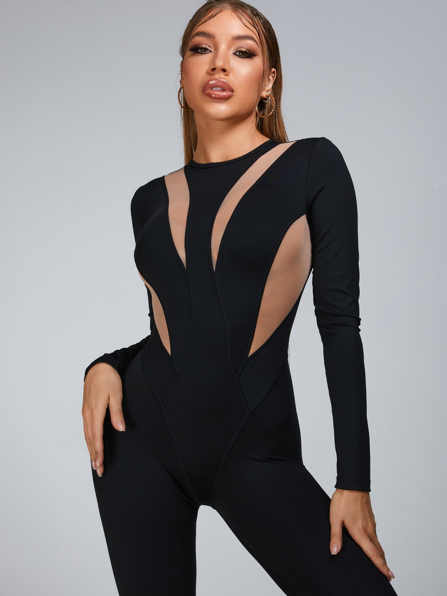 Fashion “Flame” Mesh Jumpsuit