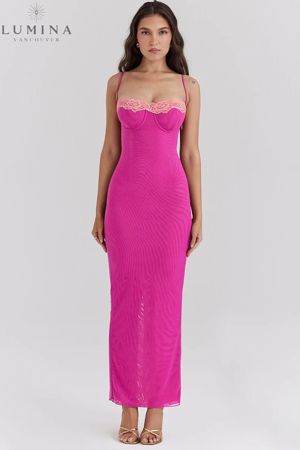 Fay - Contrast Lace Slit Maxi Dress Lumina Vancouver