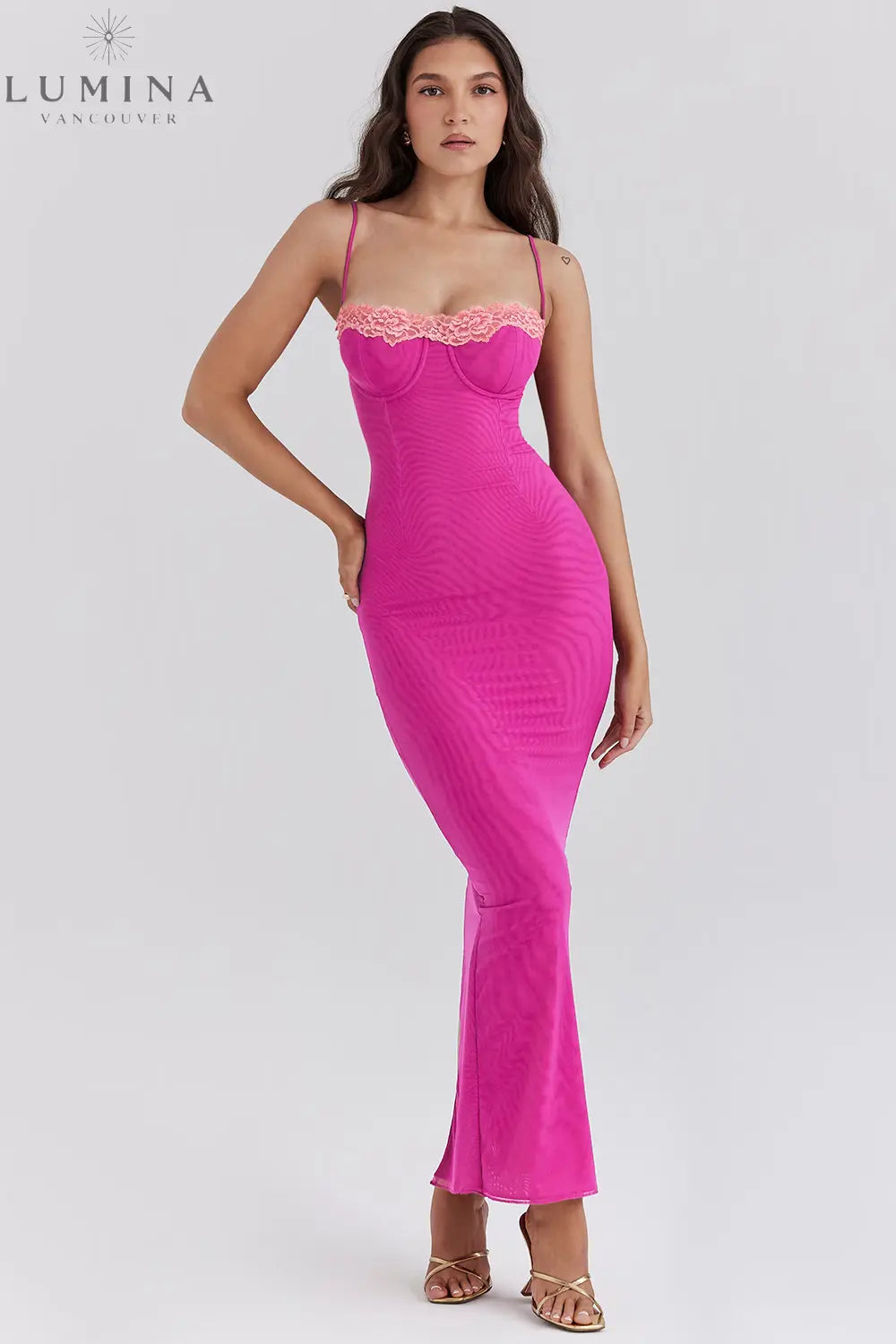 Fay - Contrast Lace Slit Maxi Dress Lumina Vancouver