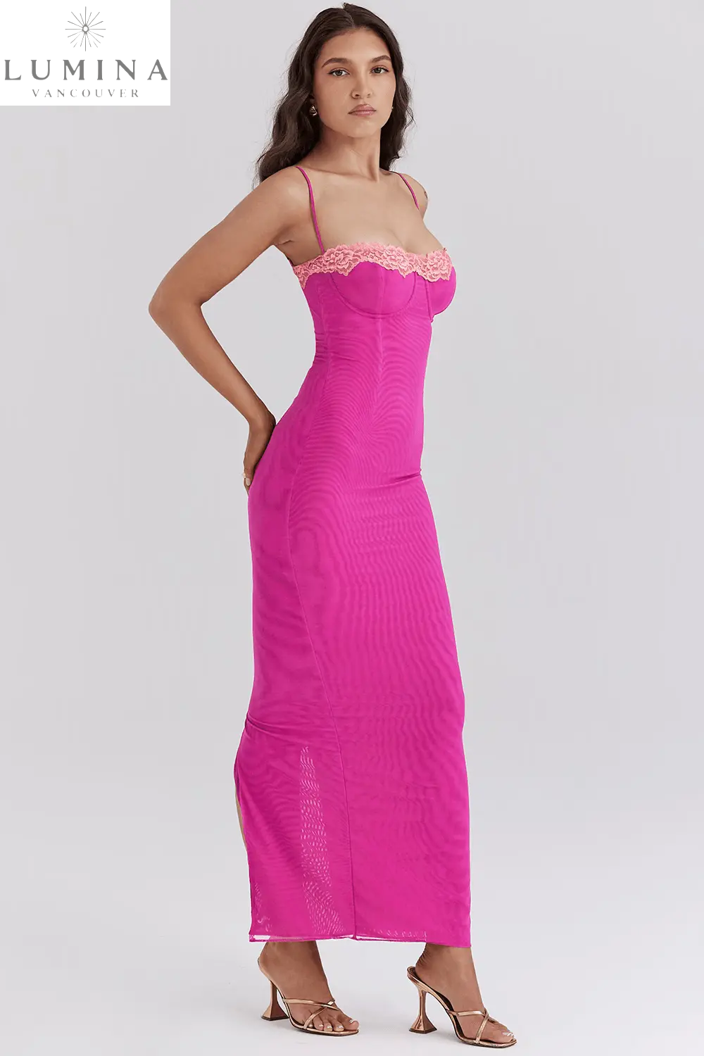 Fay - Contrast Lace Slit Maxi Dress Lumina Vancouver