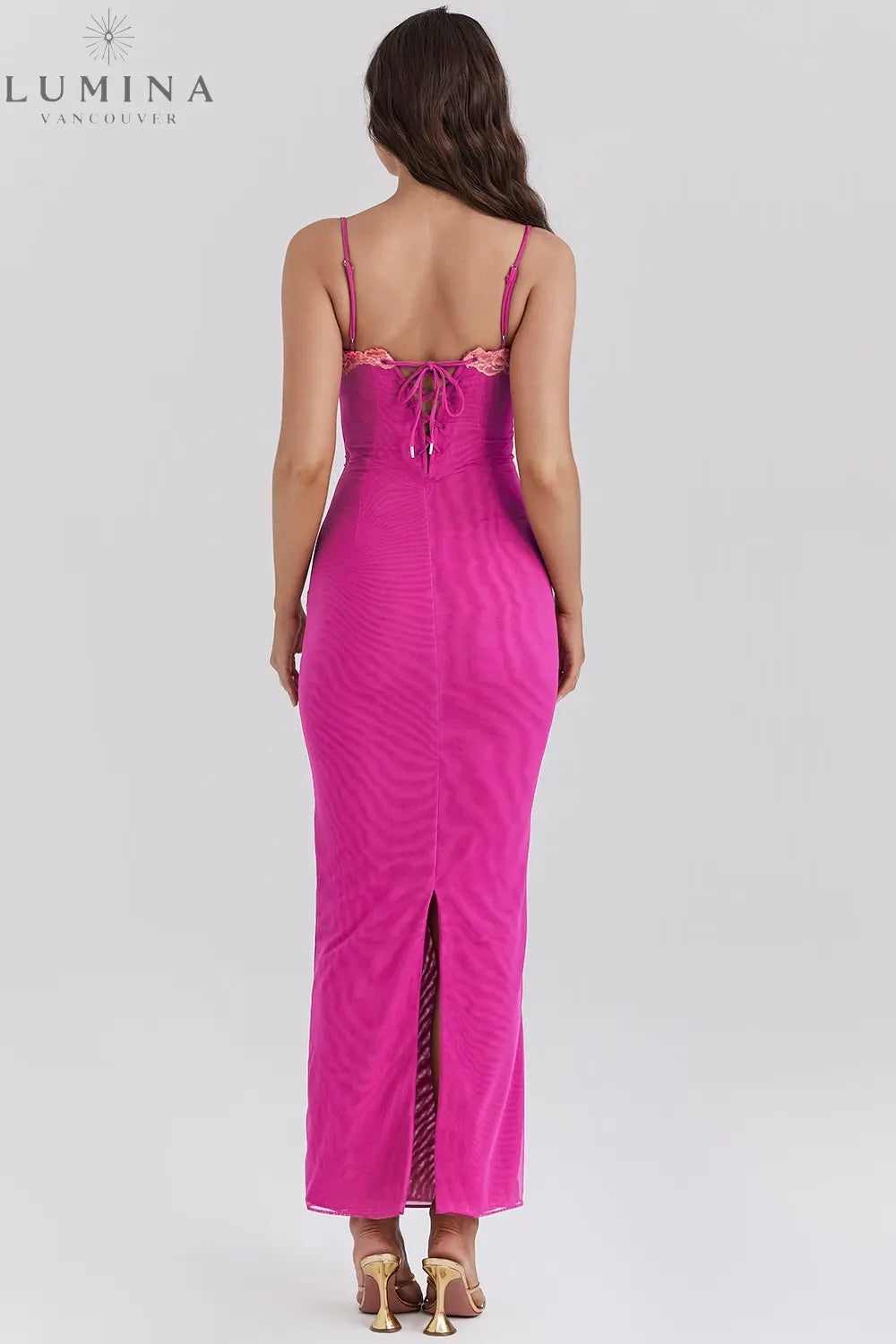 Fay - Contrast Lace Slit Maxi Dress Lumina Vancouver