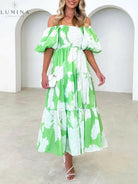Fiore - Unique Floral Print Patchwork Up Pleated Maxi Dress - Lumina Vancouver