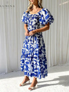 Fiore - Unique Floral Print Patchwork Up Pleated Maxi Dress - Lumina Vancouver