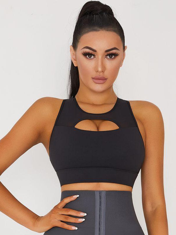 Hollow Mesh Shock-proof Gathered Corset Short Tracksuit.