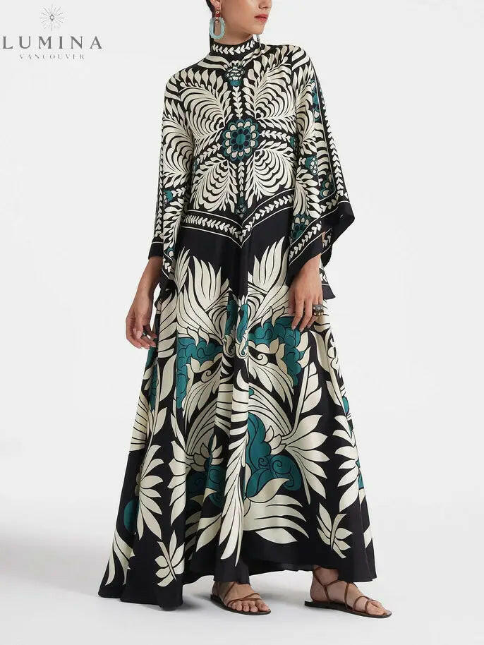 Isla - Unique Floral Print Flowy Maxi Dress - Lumina Vancouver