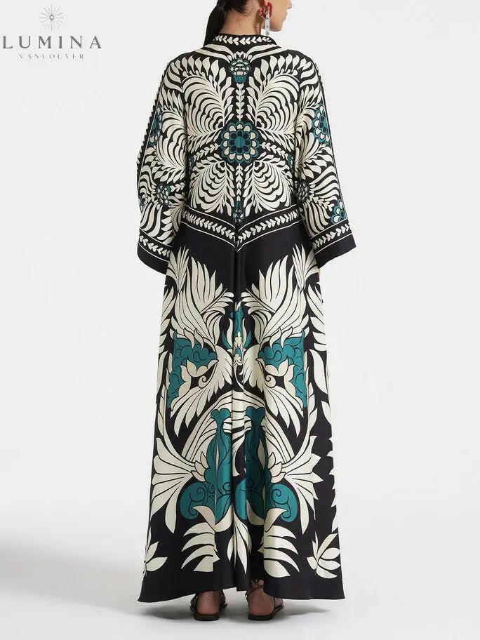 Isla - Unique Floral Print Flowy Maxi Dress - Lumina Vancouver