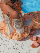 Isolde - Linen Blend Ethnic Print Off Shoulder Loose Mini Dress - Lumina Vancouver