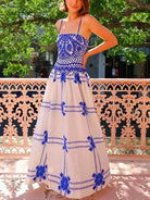 Isolde - Unique Painted Crochet Floral Print Midi Dress - Lumina Vancouver