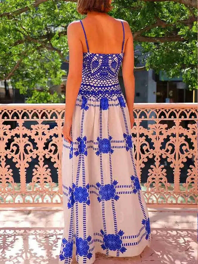 Isolde - Unique Painted Crochet Floral Print Midi Dress - Lumina Vancouver