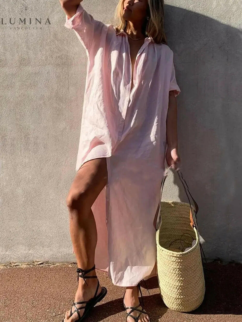 Jillian - Loose Shirt Maxi Dress - Lumina Vancouver