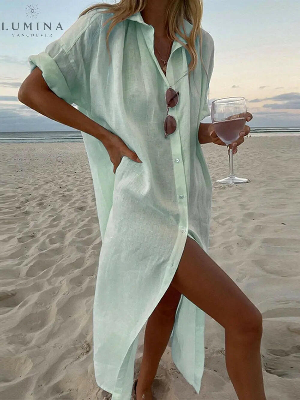 Jillian - Loose Shirt Maxi Dress - Lumina Vancouver