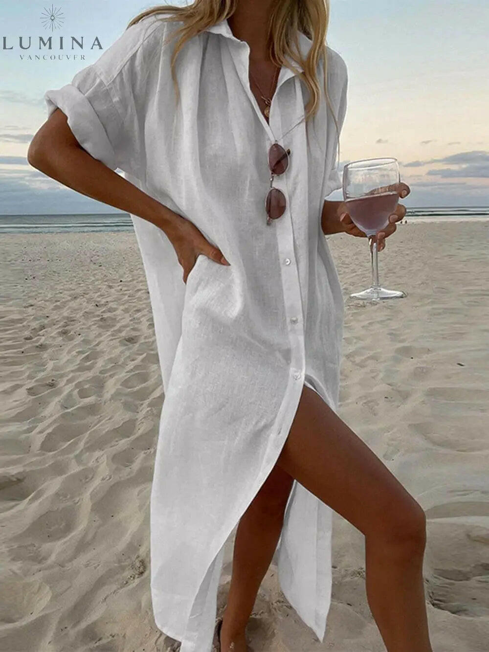 Jillian - Loose Shirt Maxi Dress - Lumina Vancouver
