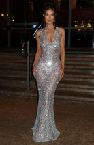 Kaesia - Sequins Backless Knot Maxi Dress Lumina Vancouver