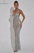 Kaesia - Sequins Backless Knot Maxi Dress Lumina Vancouver