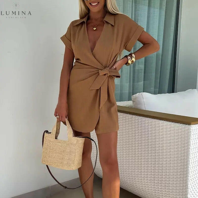 Karina - Sleek Wrap V-Neck Romper - Lumina Vancouver