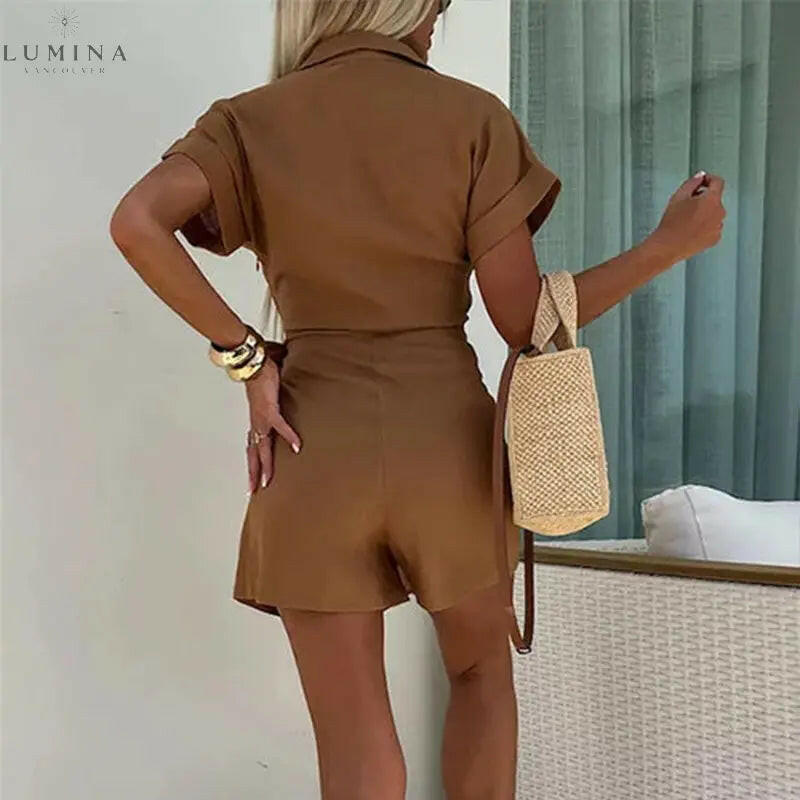 Karina - Sleek Wrap V-Neck Romper - Lumina Vancouver