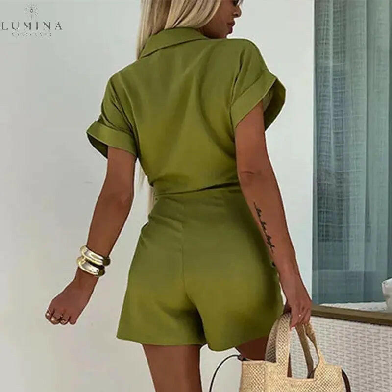 Karina - Sleek Wrap V-Neck Romper - Lumina Vancouver