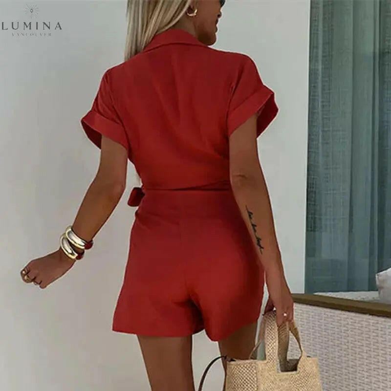 Karina - Sleek Wrap V-Neck Romper - Lumina Vancouver