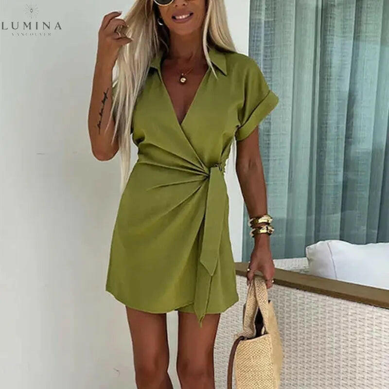Karina - Sleek Wrap V-Neck Romper - Lumina Vancouver