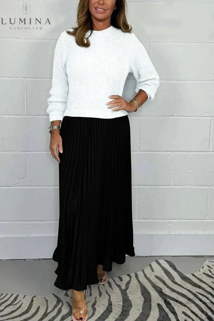 Kirstin - Elegant Pleated Two-Piece Set - Lumina Vancouver