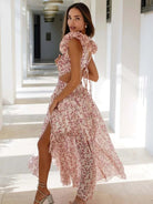 Lexi - Elegant Backless Ruffles Maxi Dress