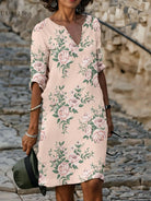 Lily – Floral V-Neck T-Shirt Dress - Lumina Vancouver