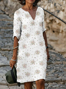 Lily – Floral V-Neck T-Shirt Dress - Lumina Vancouver