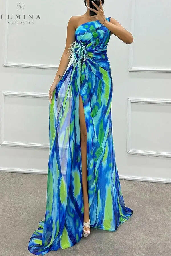 Liora - Off-Shoulder Slit Printed Maxi Dress Lumina Vancouver