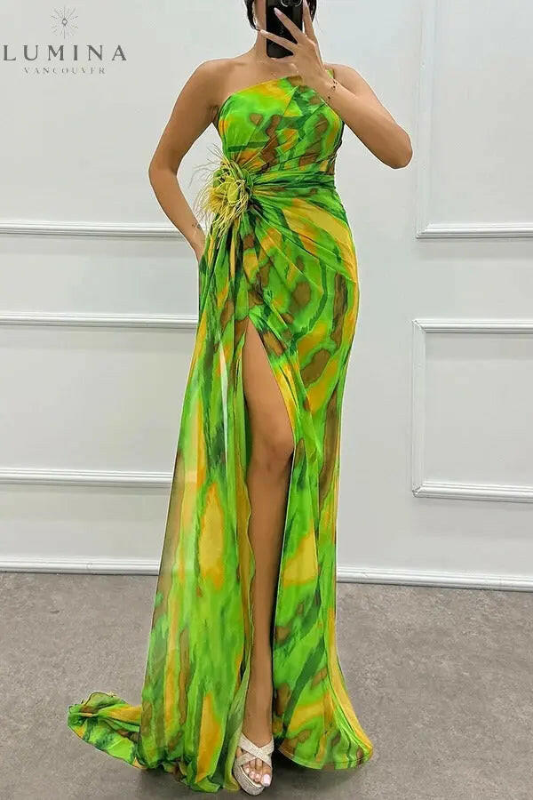 Liora - Off-Shoulder Slit Printed Maxi Dress Lumina Vancouver