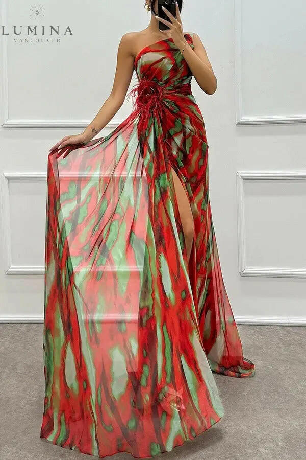 Liora - Off-Shoulder Slit Printed Maxi Dress Lumina Vancouver