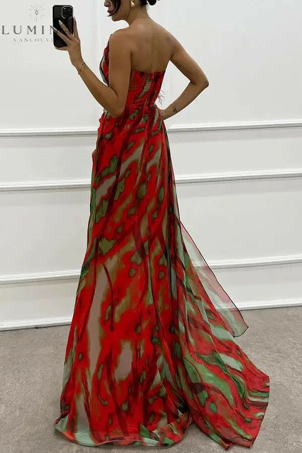 Liora - Off-Shoulder Slit Printed Maxi Dress Lumina Vancouver