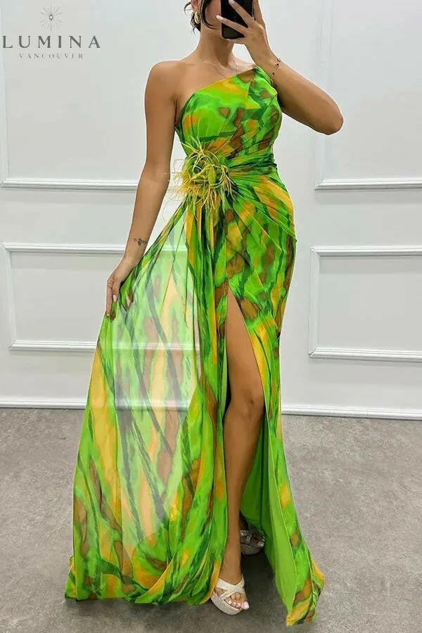 Liora - Off-Shoulder Slit Printed Maxi Dress Lumina Vancouver