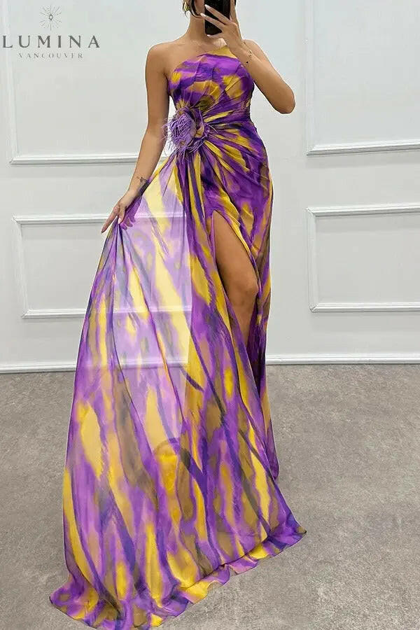 Liora - Off-Shoulder Slit Printed Maxi Dress Lumina Vancouver