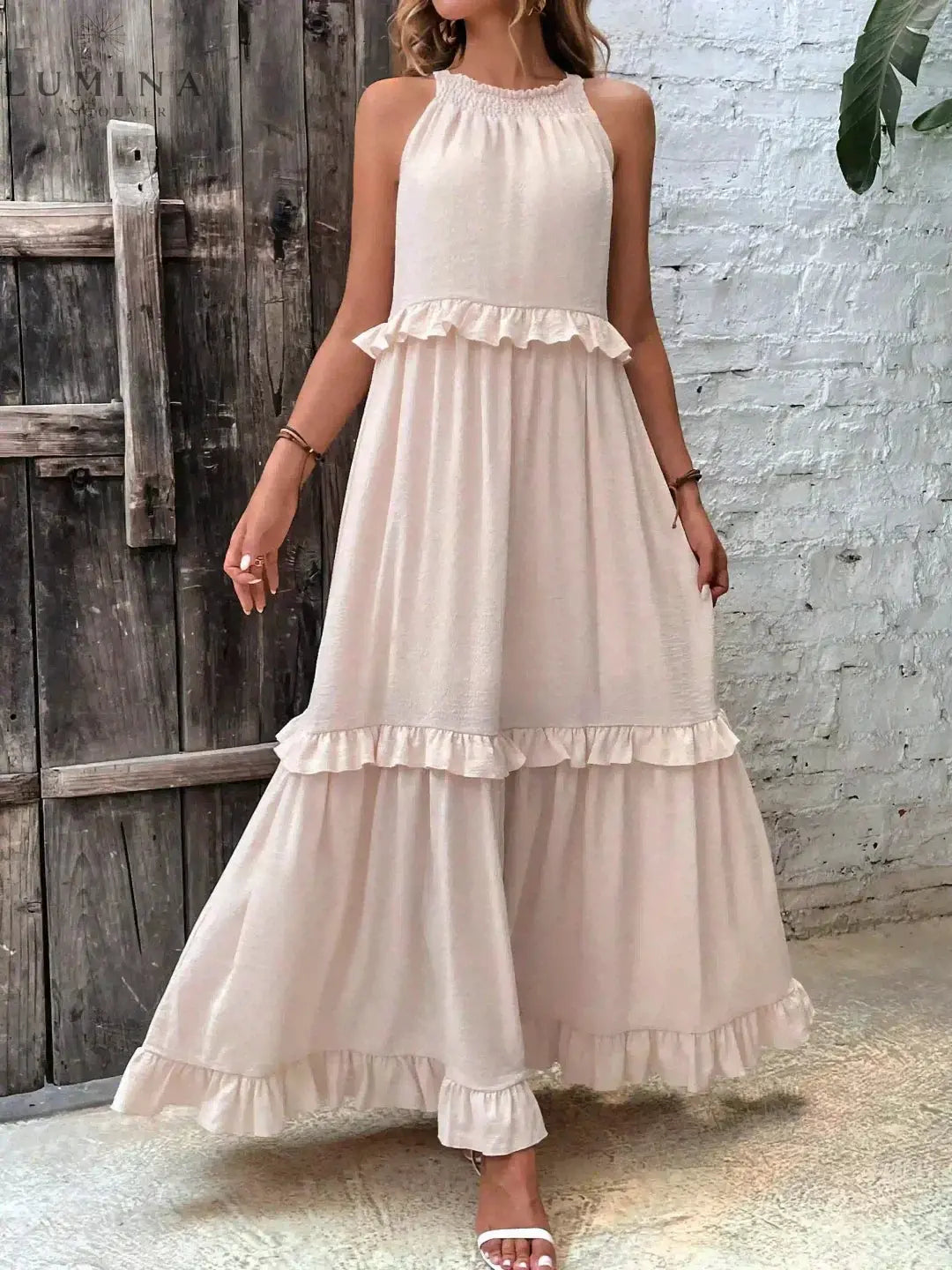 Lorena - Halterneck Dress With Ruffles and Pockets Lumina Vancouver