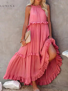Lorena - Halterneck Dress With Ruffles and Pockets Lumina Vancouver