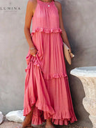 Lorena - Halterneck Dress With Ruffles and Pockets Lumina Vancouver
